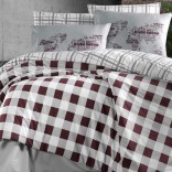 Единичен спален комплект ранфорс памук - ОБИЧАМ ТЕ бордо